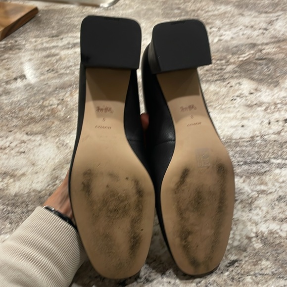 Coach Ava Ballet Black Leather Bow Block Heel Barely Worn 8 - Picture 3 of 4